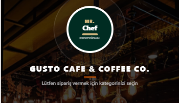 Gusto Cafe dijital menü karşılama ekranı