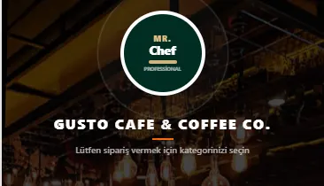 Gusto Cafe dijital menü karşılama ekranı